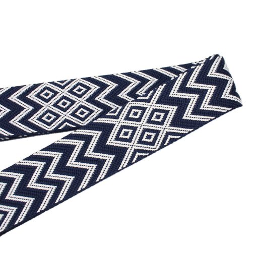 Blue White ZigZag Bag Strap, 50 mm wide
