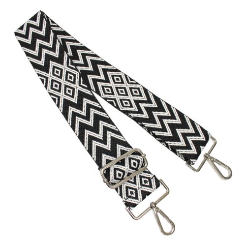 Black White ZigZag Bag Strap, 50 mm wide