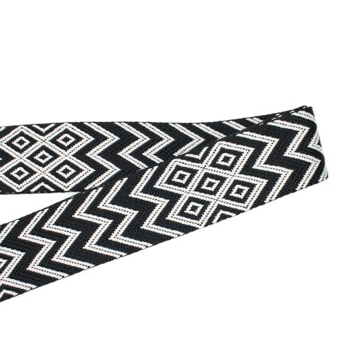 Black White ZigZag Bag Strap, 50 mm wide
