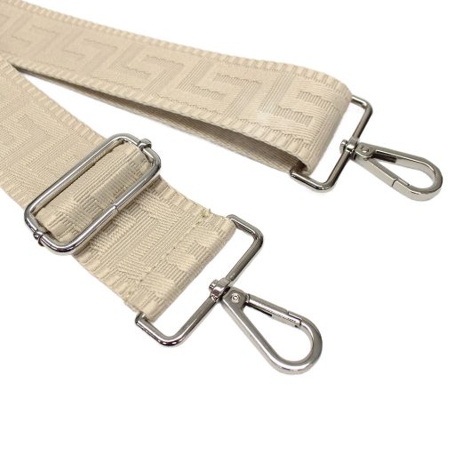 Beige bag strap, 5 cm wide, silver