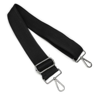 Black bag strap, 5 cm wide, silver