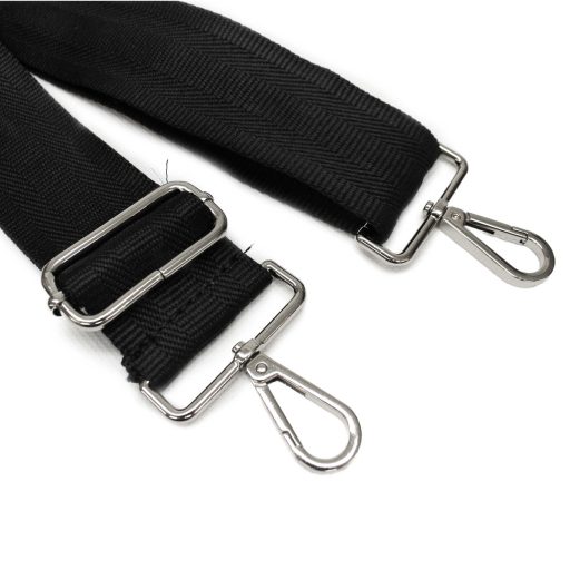 Black bag strap, 5 cm wide, silver