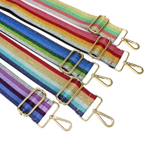 Sparkling Rainbow-striped Bag Strap, Purple