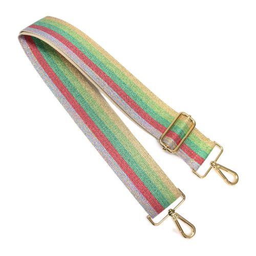 Sparkling Rainbow-striped Bag Strap, Green