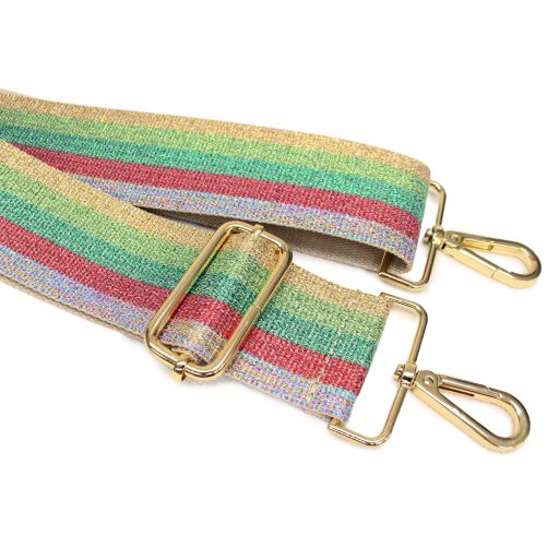Sparkling Rainbow-striped Bag Strap, Green