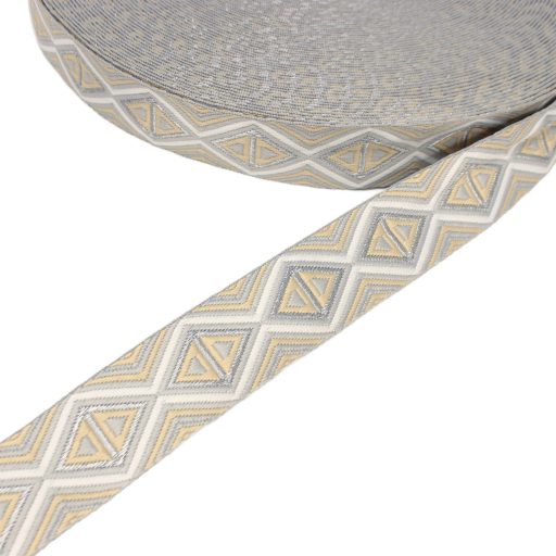 Beige-Silver woven Webbing, 38 mm