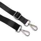 Black satin bag strap, 2,5 cm wide, silver