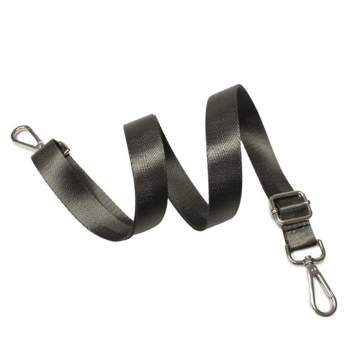Grey satin bag strap, 2,5 cm wide, silver