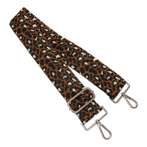 Leopard patterned Wide Handbag Strap, Beige, 50 mm