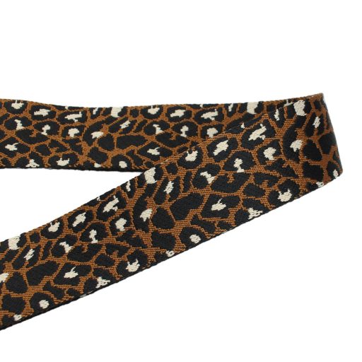 Leopard patterned Wide Handbag Strap, Beige, 50 mm