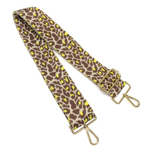Leopard patterned Wide Handbag Strap, Beige, 50 mm