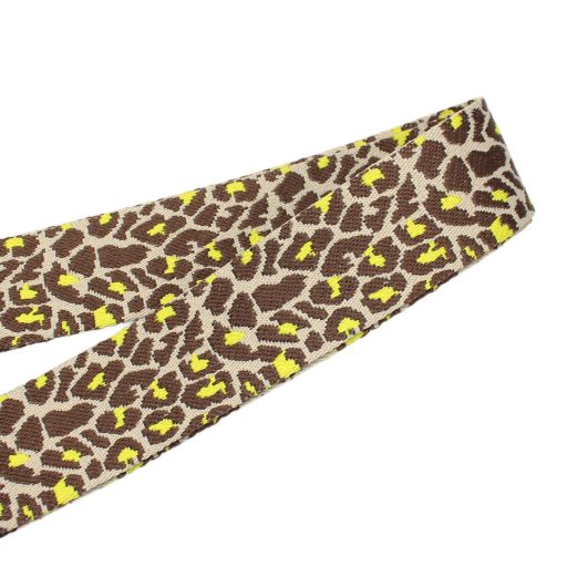 Leopard patterned Wide Handbag Strap, Beige, 50 mm