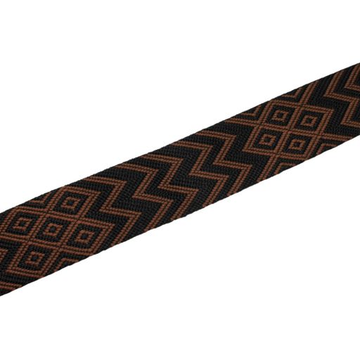 Brown Black, geometric patterned Woven Webbing, 50 mm