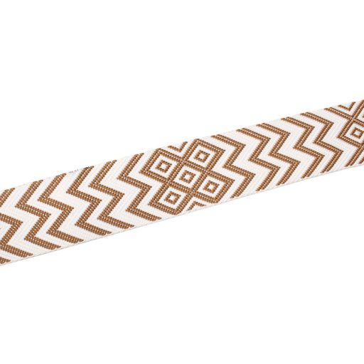 Beige White, geometric patterned Woven Webbing, 50 mm