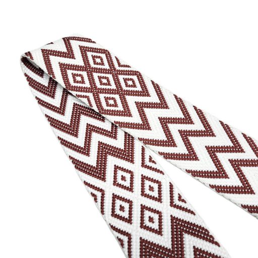 Pink White, geometric patterned Woven Webbing, 50 mm