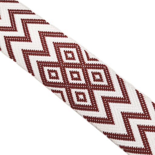 Pink White, geometric patterned Woven Webbing, 50 mm
