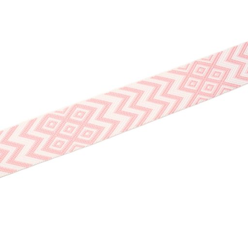 Pink White, geometric patterned Woven Webbing, 50 mm