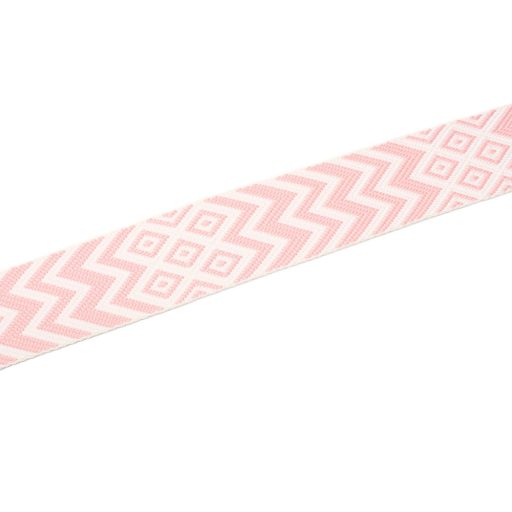 Pink White, geometric patterned Woven Webbing, 50 mm