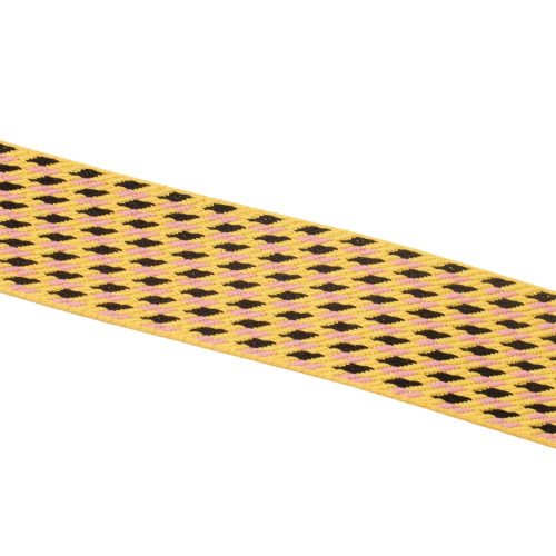 Yellow, geometric patterned Woven Webbing, 50 mm