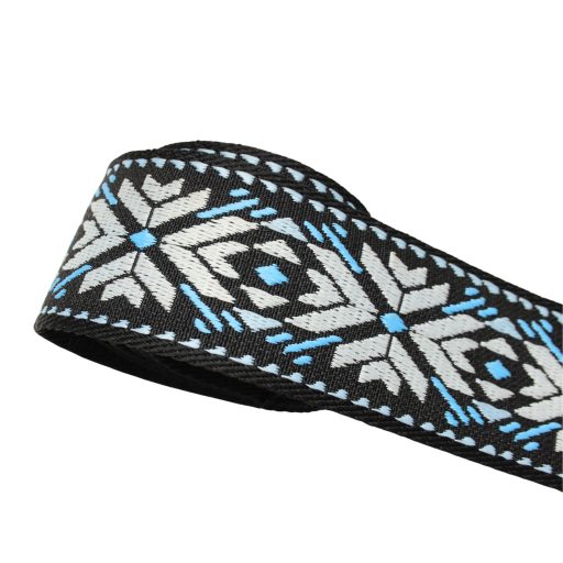 Blue, geometric patterned Woven Webbing, 50 mm