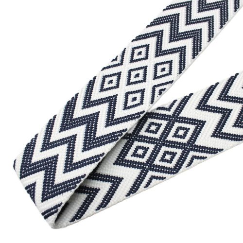 Grey White, geometric patterned Woven Webbing, 50 mm