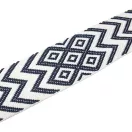 Grey White, geometric patterned Woven Webbing, 50 mm