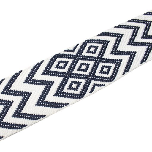 Grey White, geometric patterned Woven Webbing, 50 mm