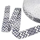 Grey White, geometric patterned Woven Webbing, 50 mm