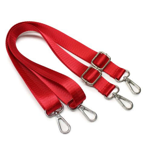 Adjustable lenght backpack strap set, red, 1" - 25 mm wide