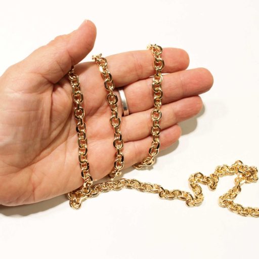 Round Handbag Chain Gold,  with Carabiners, 120 cm