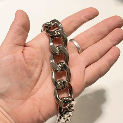 Handbag Strap Chain with Giant Links, Nickel, 55 cm