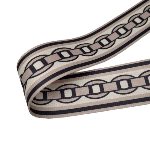 Black White Satin Webbing, 50 mm