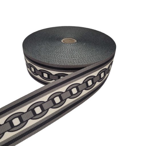 Black White Satin Webbing, 50 mm