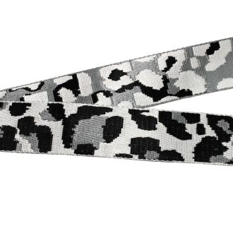   Leopard patterned patterned Woven Webbing, Black-White, 50 mm