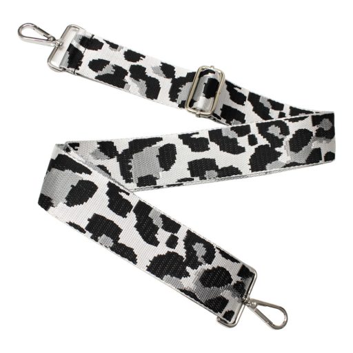 Leopard patterned patterned Woven Webbing, Black-White, 50 mm