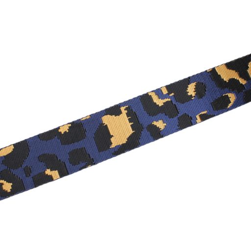 Leopard patterned patterned Woven Webbing, Black-blue, 50 mm