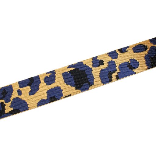 Leopard patterned patterned Woven Webbing, Black-blue, 50 mm