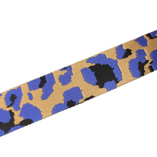 Leopard patterned patterned Woven Webbing, Blue-Yellow, 50 mm