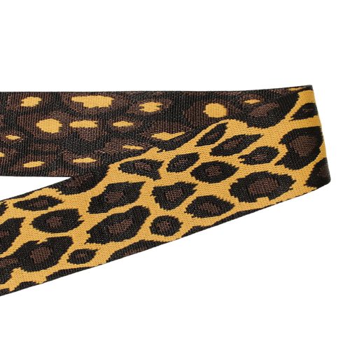 Leopard patterned patterned Woven Webbing, Mustard, 50 mm