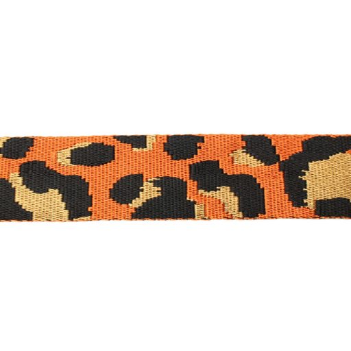 Orange Coloured Satin Webbing Leopard Pattern, 40 mm