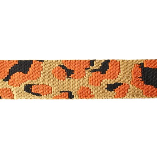 Orange Coloured Satin Webbing Leopard Pattern, 40 mm