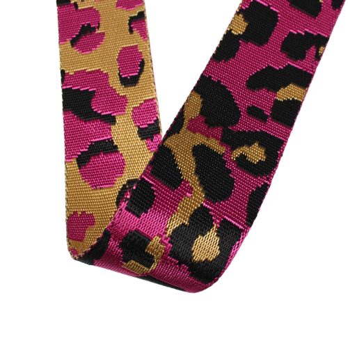 Leopard patterned patterned Woven Webbing, Pink, 50 mm