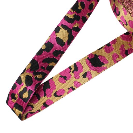 Leopard patterned patterned Woven Webbing, Pink, 50 mm