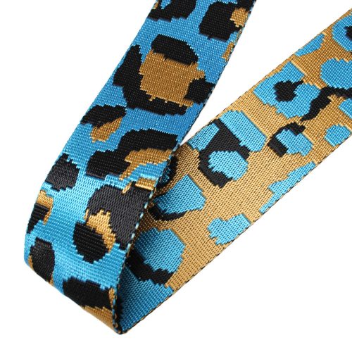 Leopard patterned patterned Woven Webbing, Blue, 50 mm