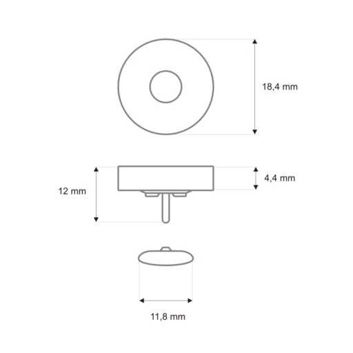 Magnetic button round with double snap fastener, 18 mm