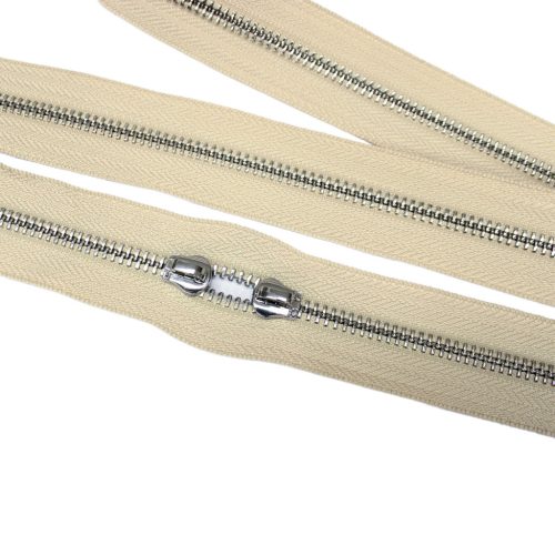 Metal Zipper, T5, Nickel, Light Beige