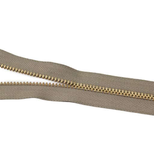 Metal Zipper, T5, Gold, Beige