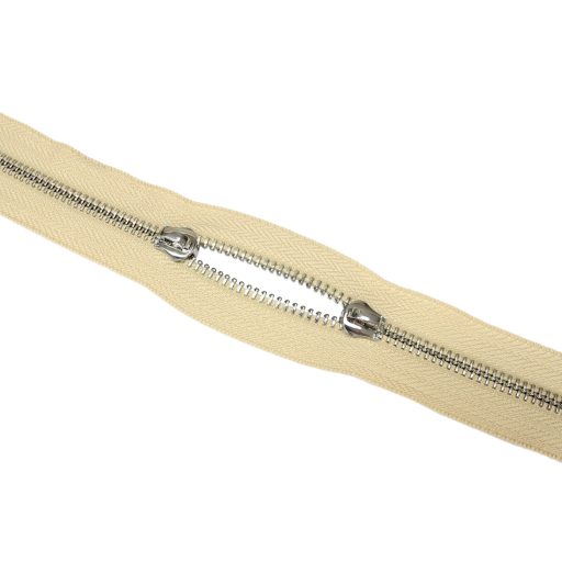 Metal Zipper, T5, Nickel, Light Beige