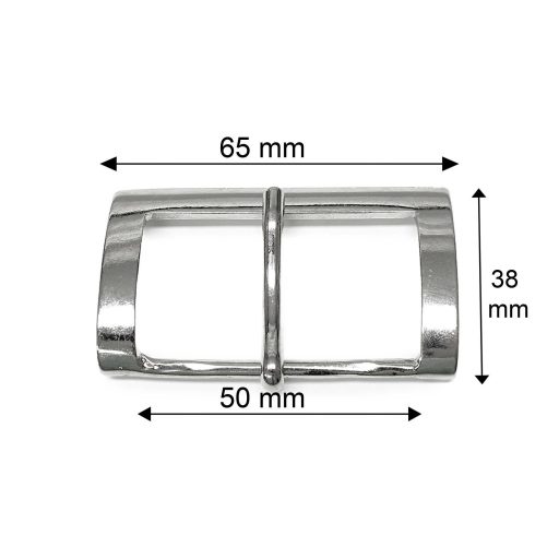 5 cm wide belt buckle, silver colour