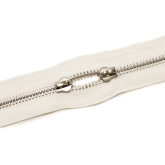 Metal Zipper, T5, Nickel, White